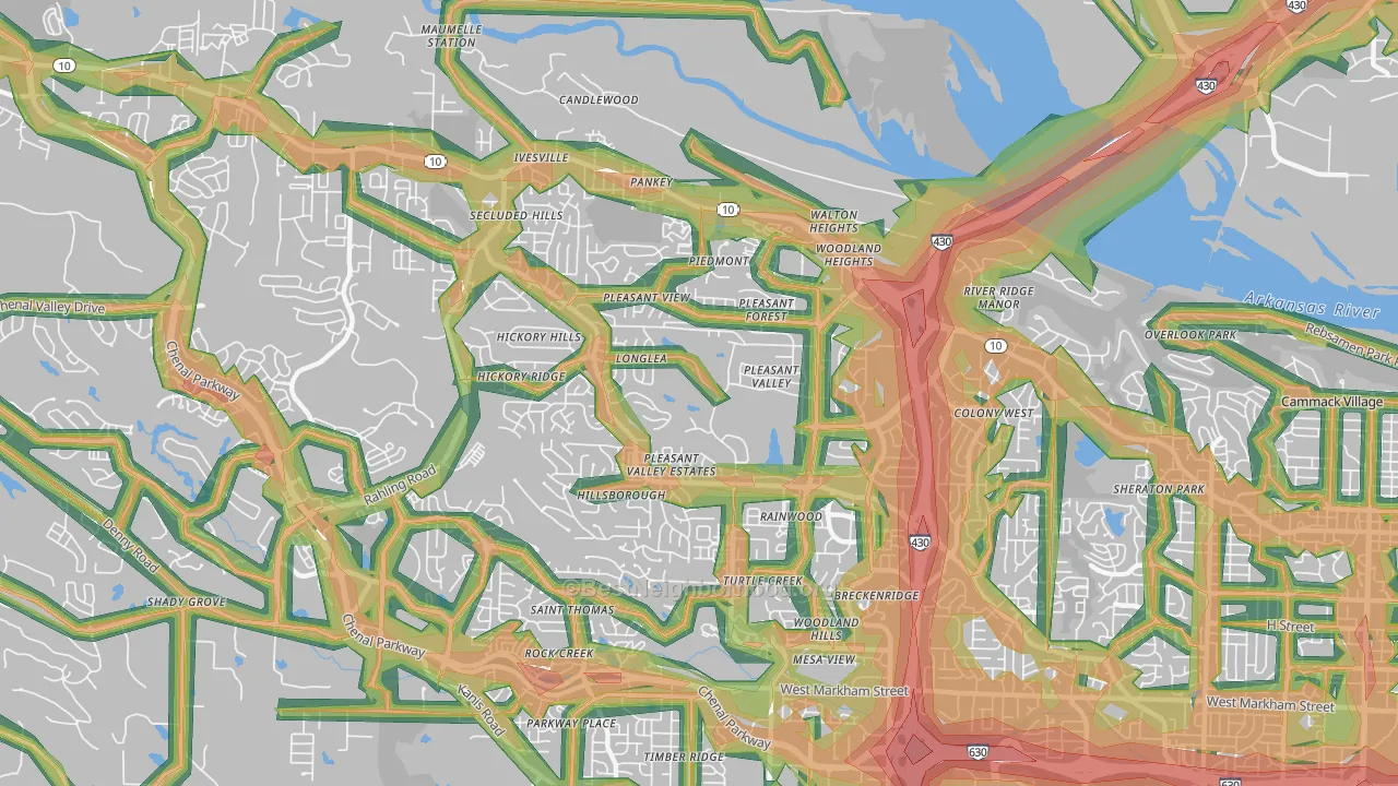 72212, AR Map of Noise Levels in 72212