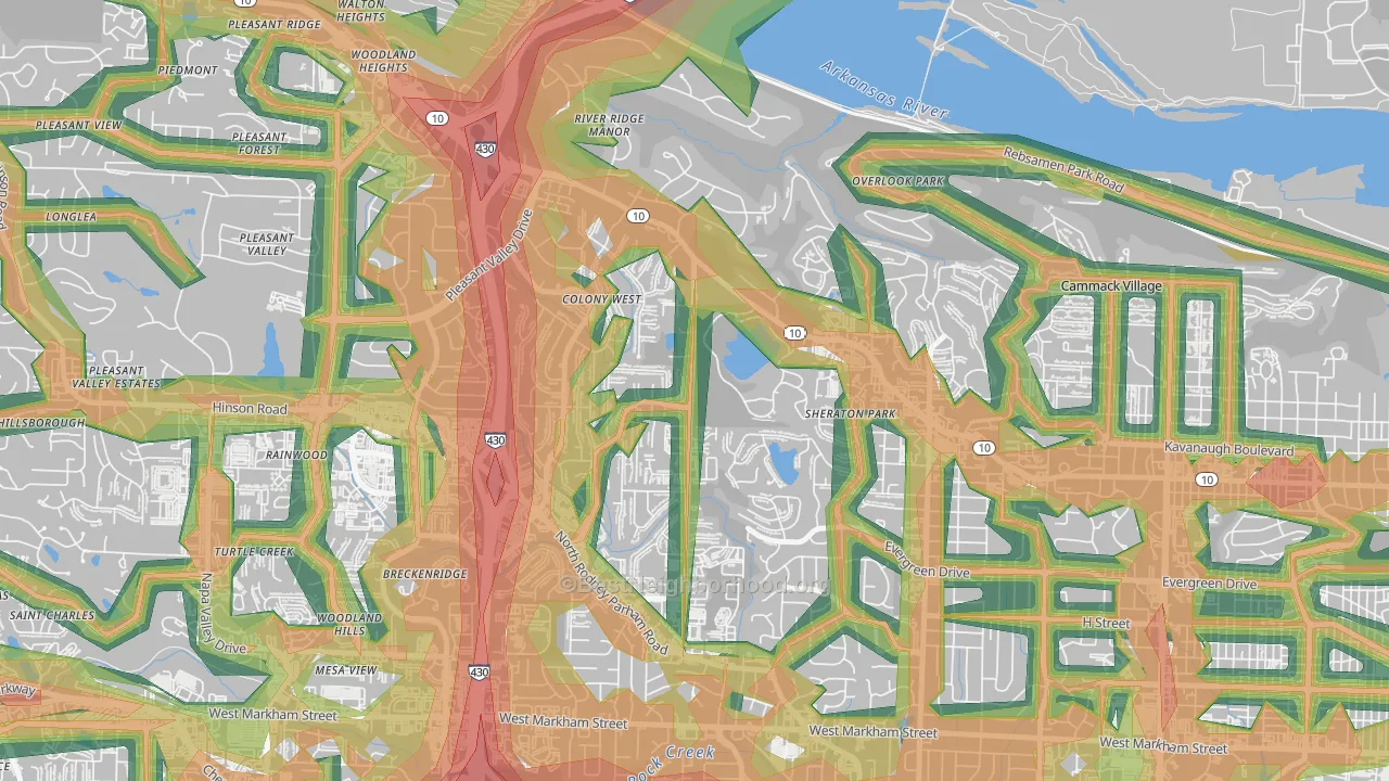 72227, AR Map of Noise Levels in 72227