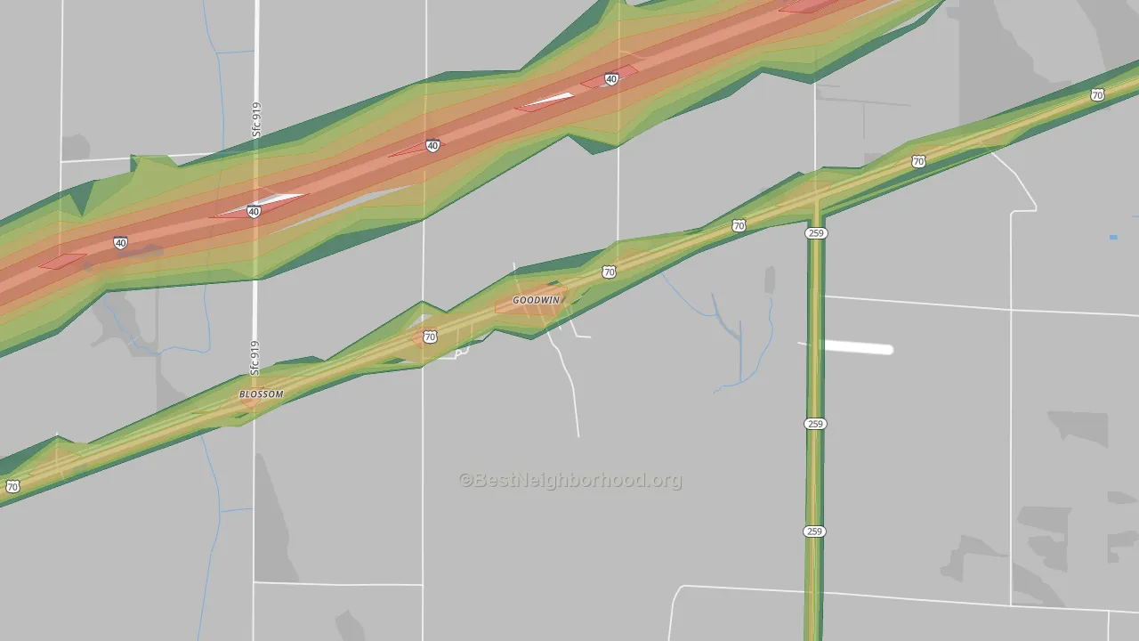 72340, AR Map of Noise Levels in 72340
