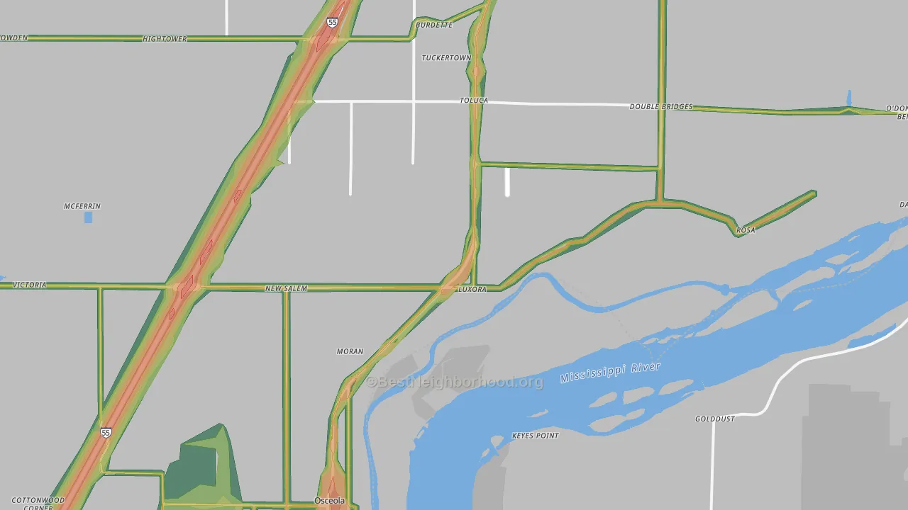 72358, AR Map of Noise Levels in 72358