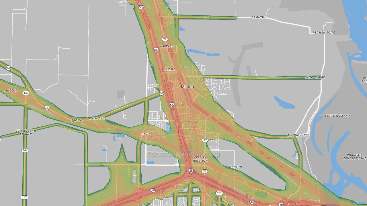 72364, AR Map of Noise Levels in 72364