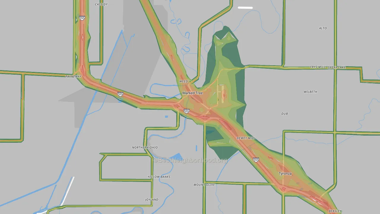 72365, AR Map of Noise Levels in 72365