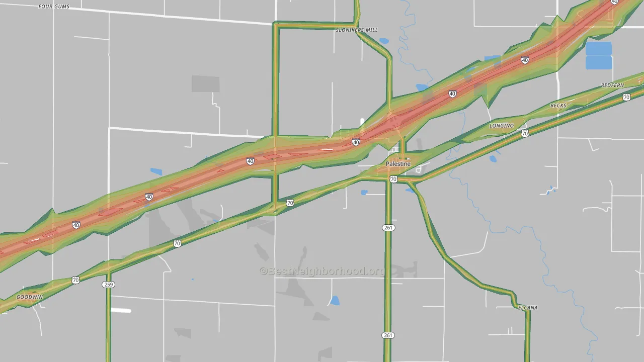 72372, AR Map of Noise Levels in 72372