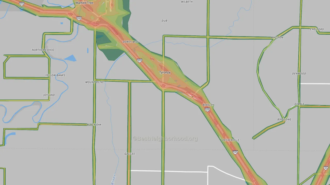 72386, AR Map of Noise Levels in 72386