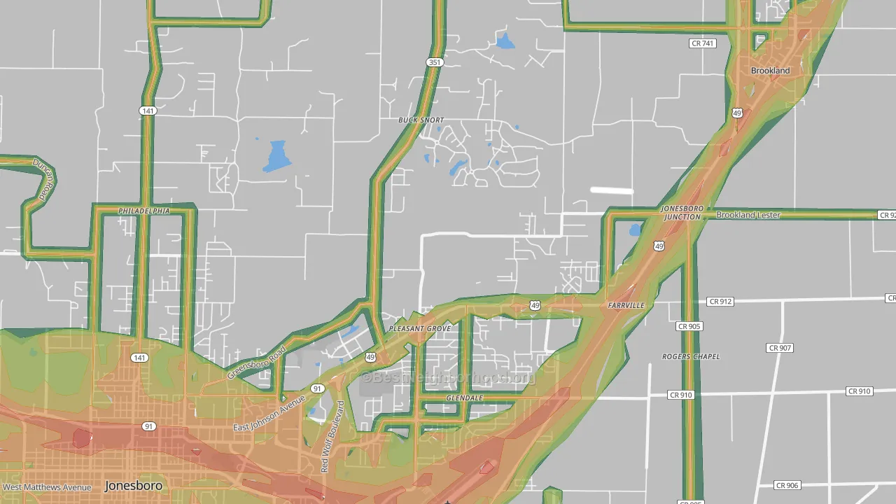 72405, AR Map of Noise Levels in 72405