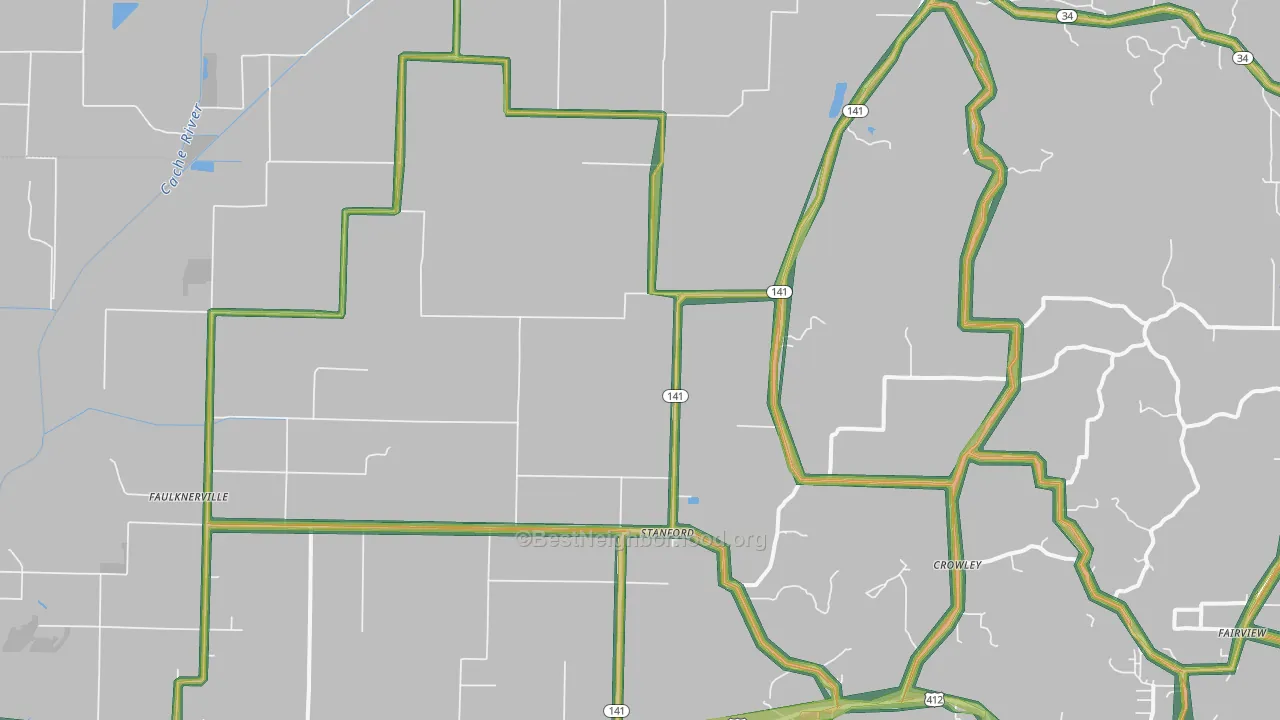 72412, AR Map of Noise Levels in 72412
