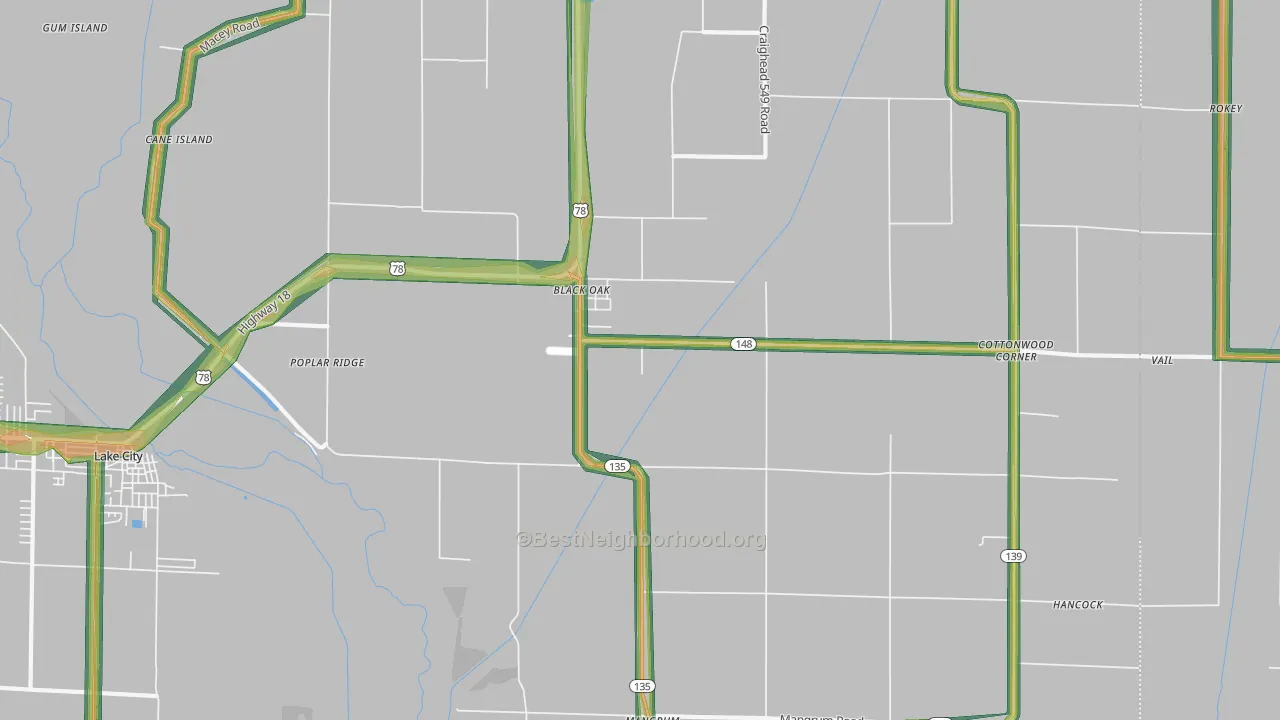 72414, AR Map of Noise Levels in 72414