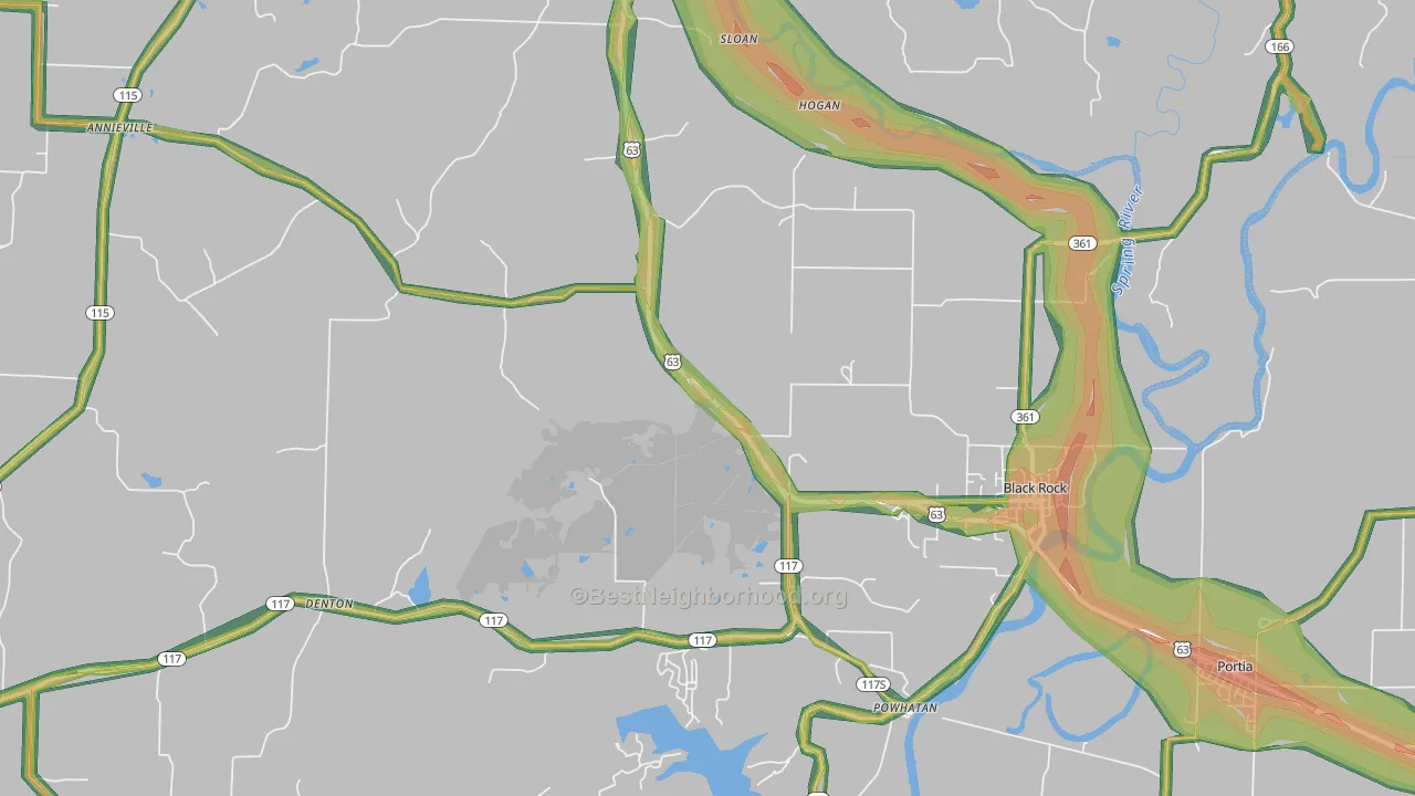 72415, AR Map of Noise Levels in 72415