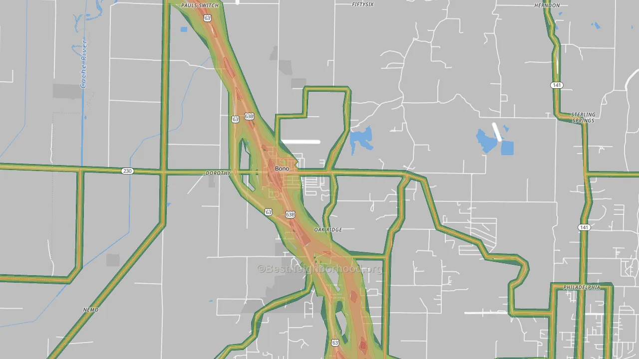 72416, AR Map of Noise Levels in 72416