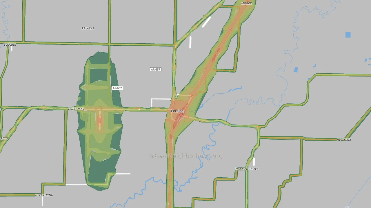 72422, AR Map of Noise Levels in 72422