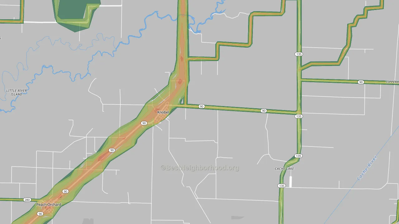 72435, AR Map of Noise Levels in 72435