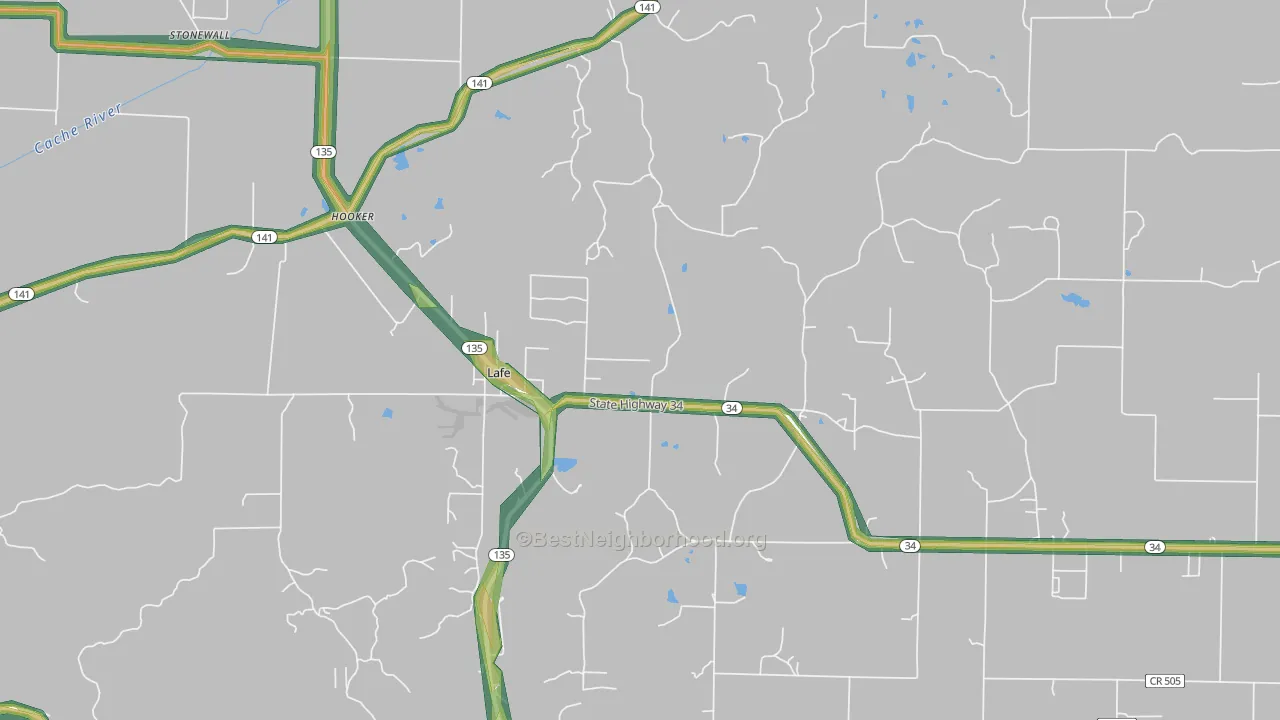 72436, AR Map of Noise Levels in 72436