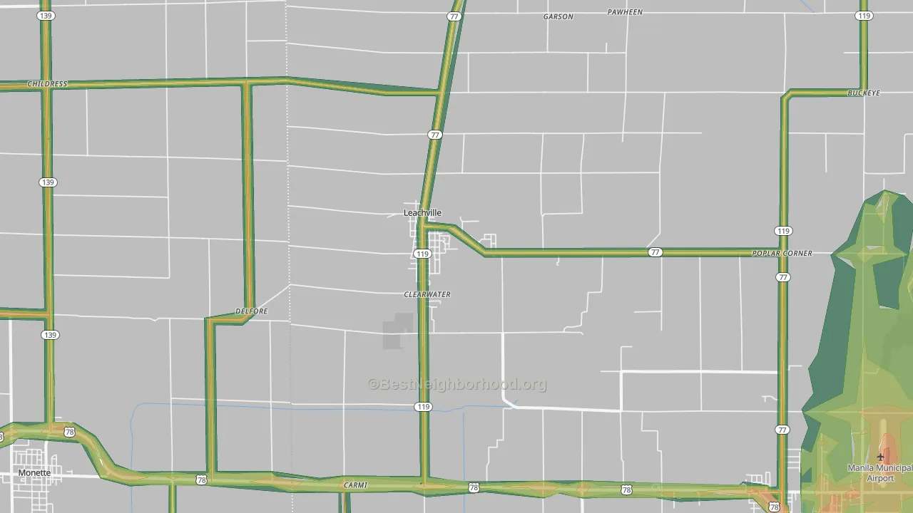 72438, AR Map of Noise Levels in 72438