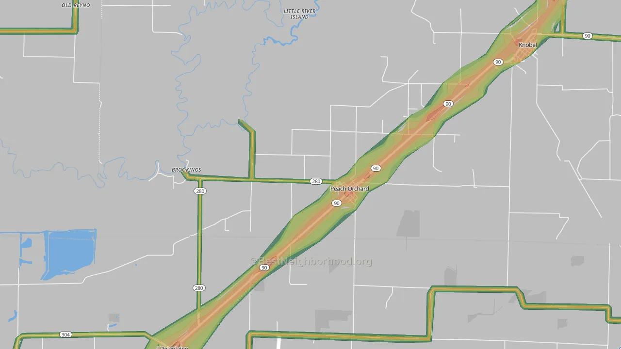 72453, AR Map of Noise Levels in 72453