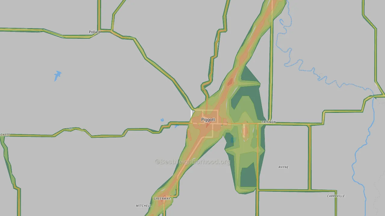 72454, AR Map of Noise Levels in 72454