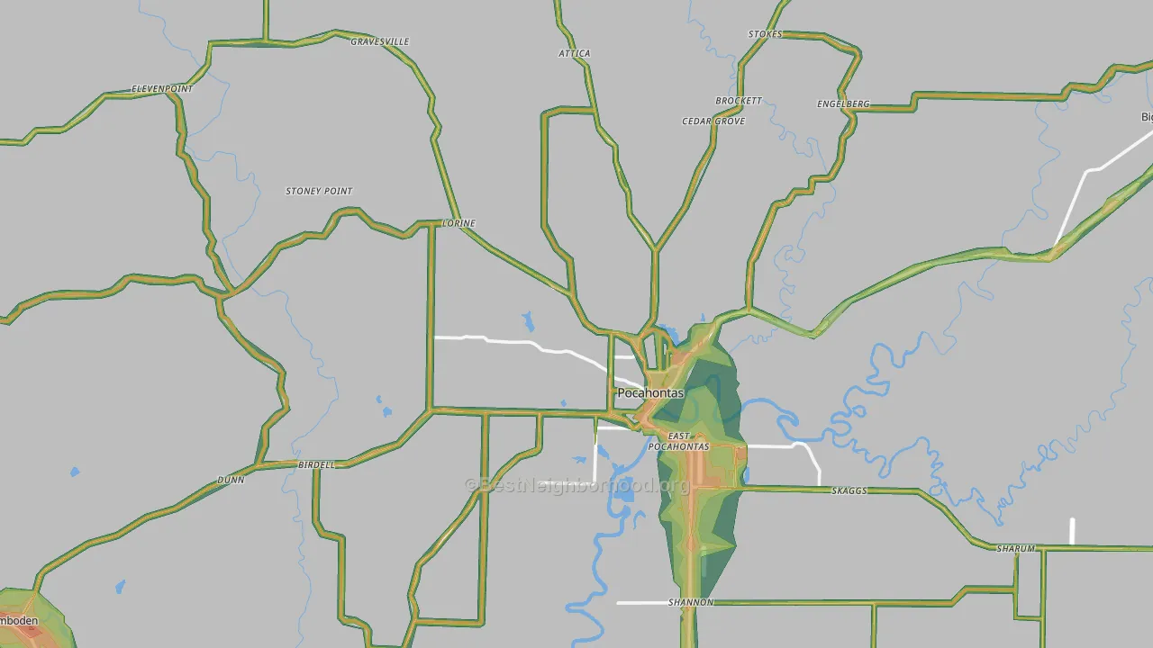 72455, AR Map of Noise Levels in 72455