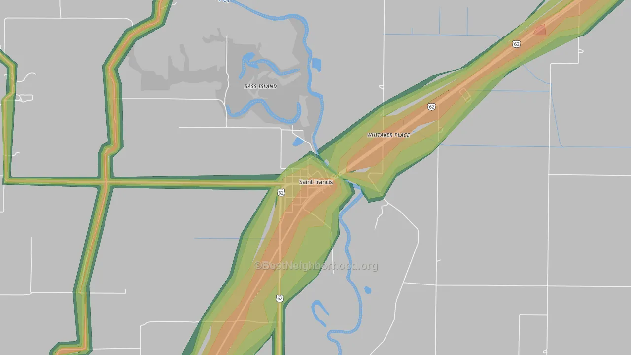 72464, AR Map of Noise Levels in 72464