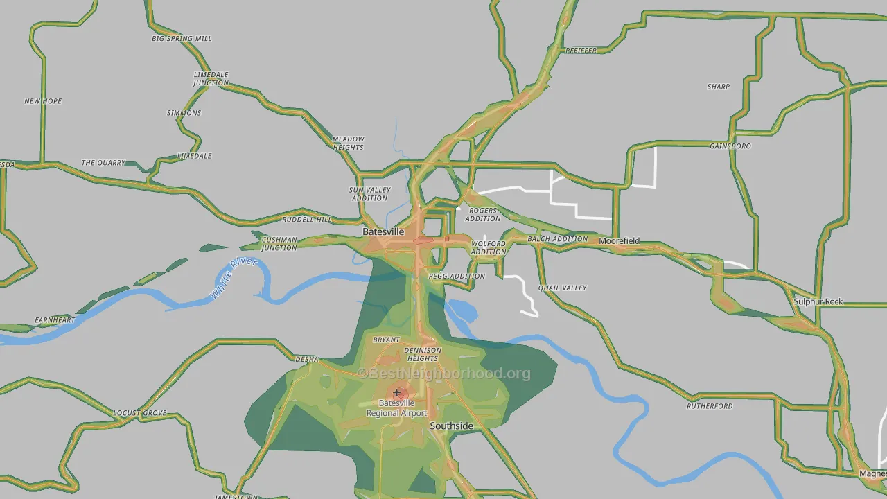 72501, AR Map of Noise Levels in 72501
