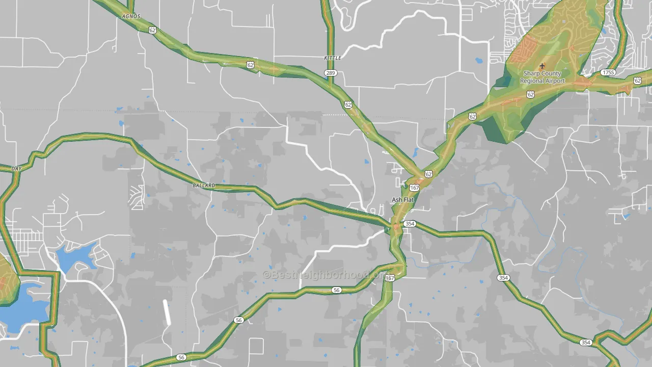 72513, AR Map of Noise Levels in 72513