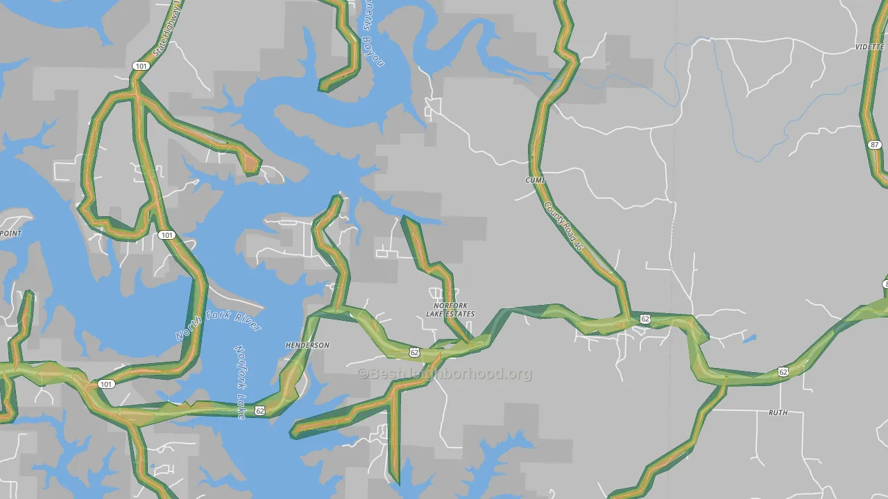 72544, AR Map of Noise Levels in 72544