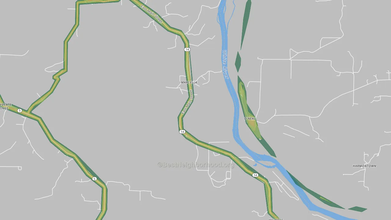 72555, AR Map of Noise Levels in 72555