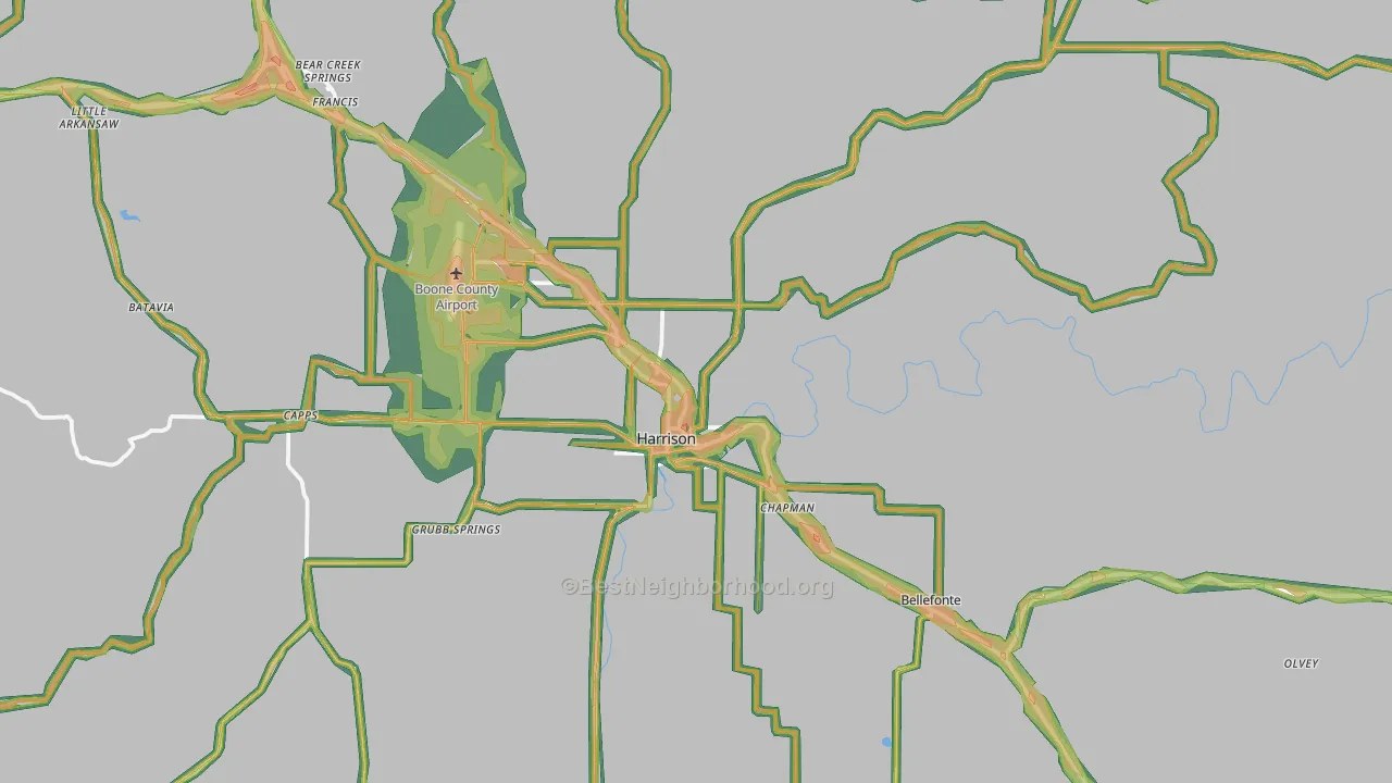 72601, AR Map of Noise Levels in 72601