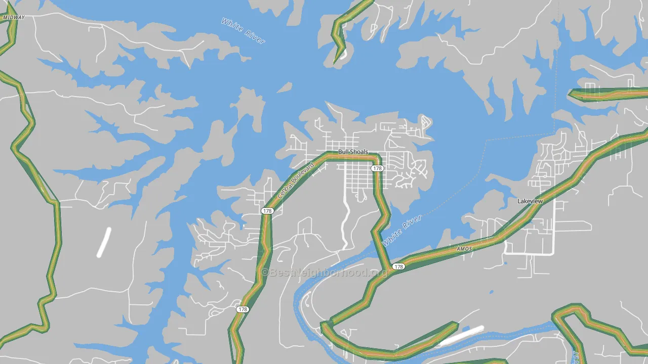 72619, AR Map of Noise Levels in 72619