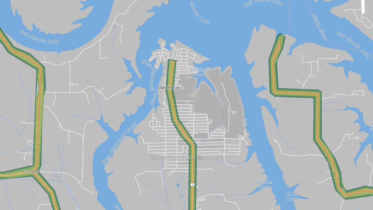 72630, AR Map of Noise Levels in 72630