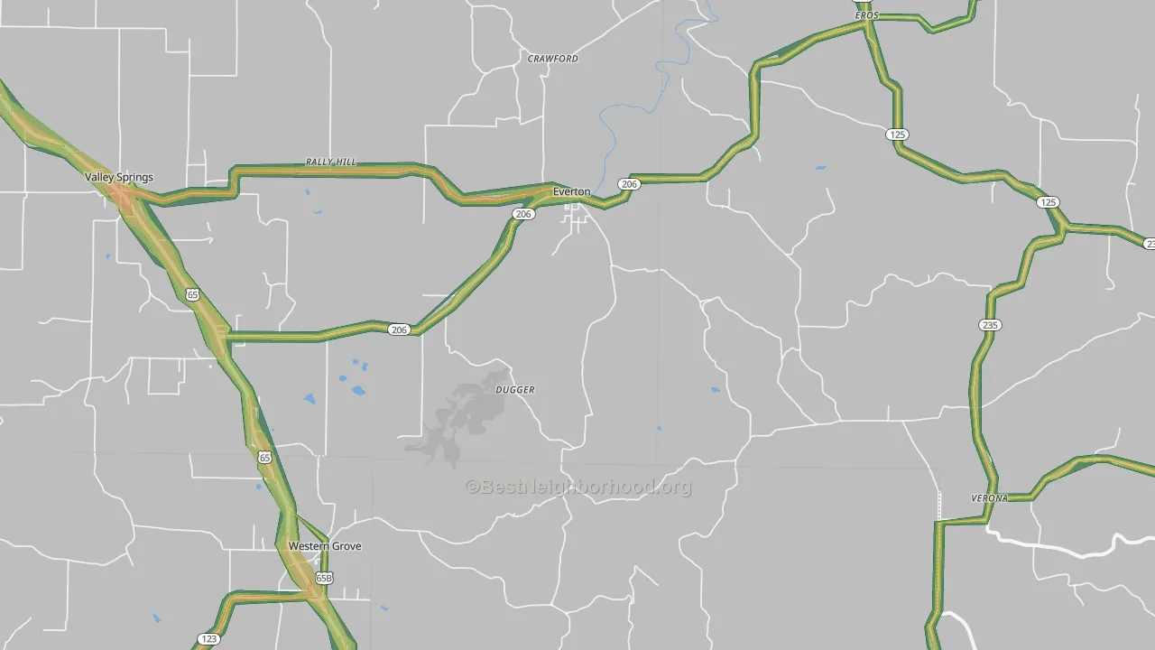 72633, AR Map of Noise Levels in 72633