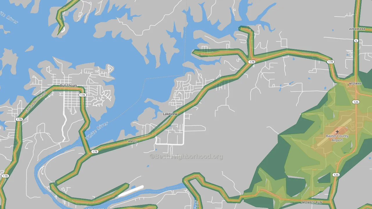 72642, AR Map of Noise Levels in 72642