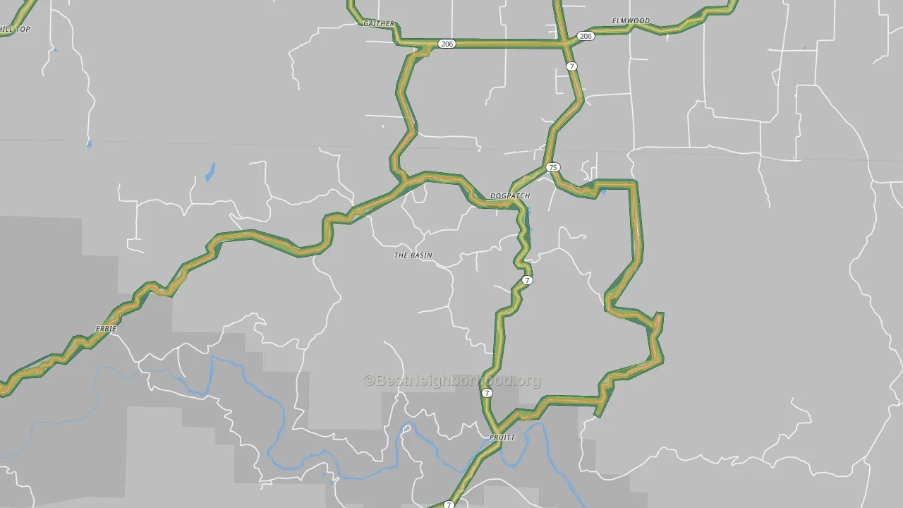 72648, AR Map of Noise Levels in 72648