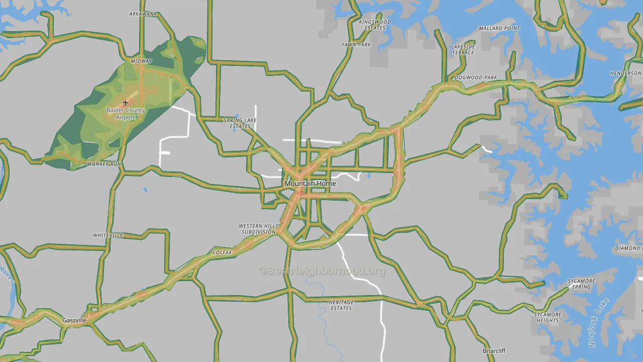 72653, AR Map of Noise Levels in 72653
