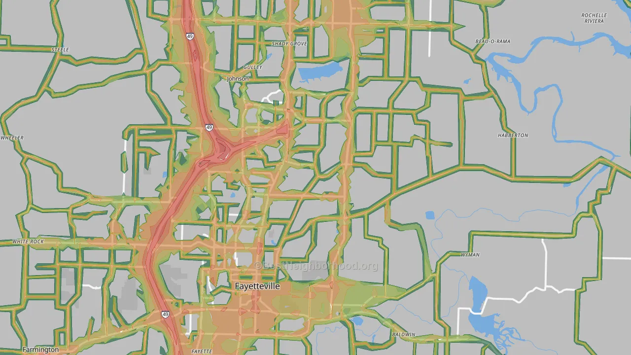 72703, AR Map of Noise Levels in 72703