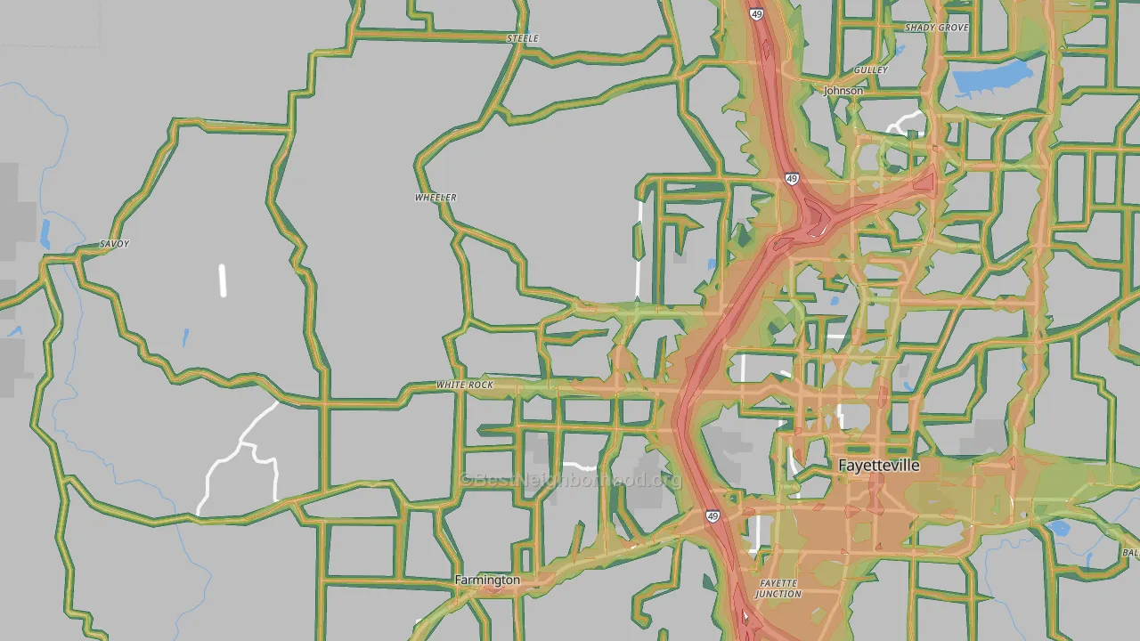 72704, AR Map of Noise Levels in 72704