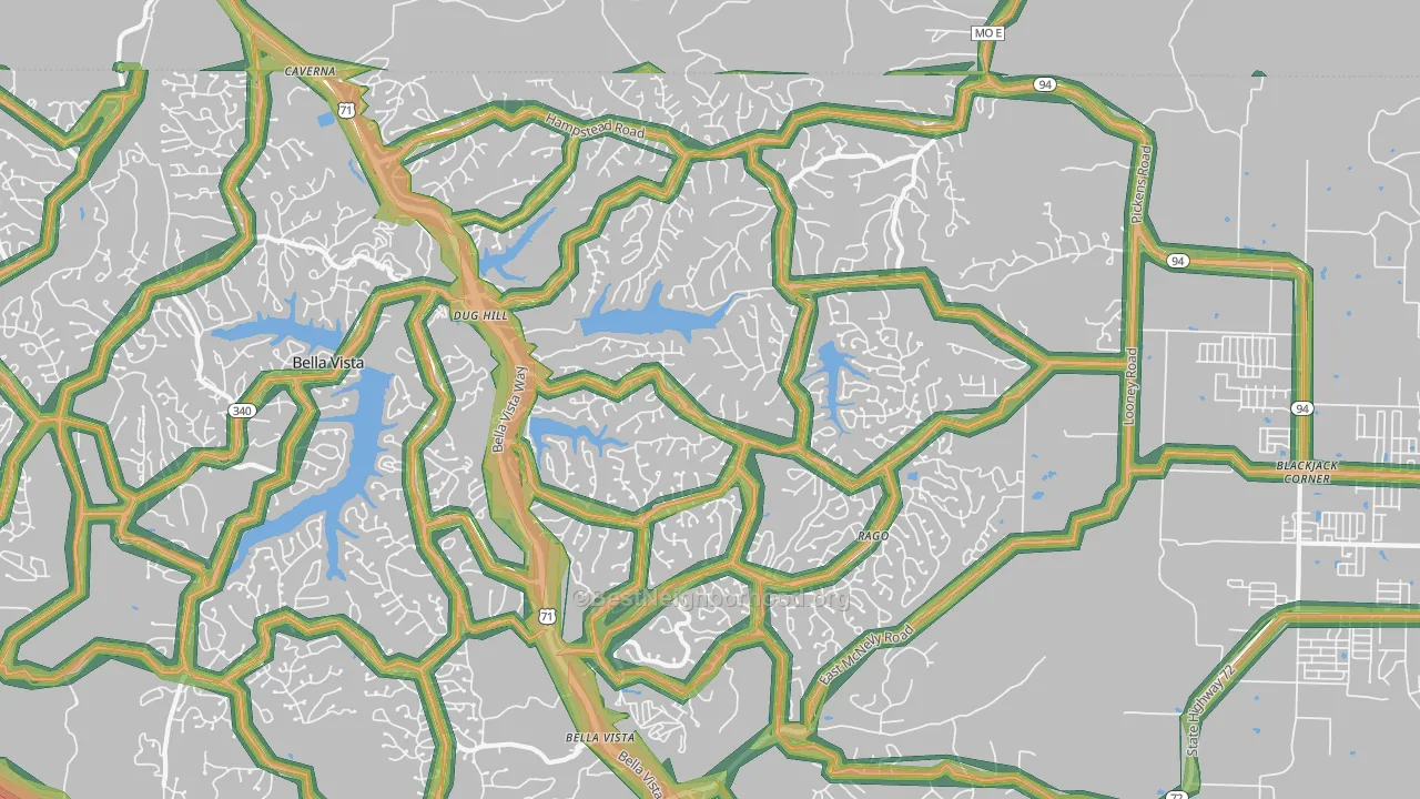 72714, AR Map of Noise Levels in 72714