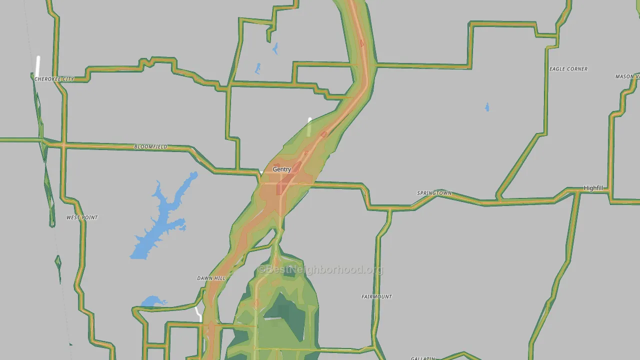 72734, AR Map of Noise Levels in 72734