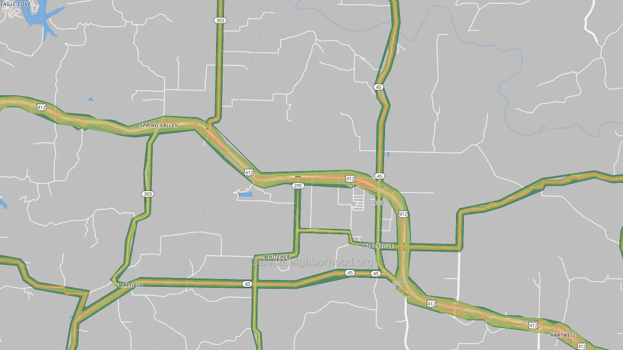 72738, AR Map of Noise Levels in 72738