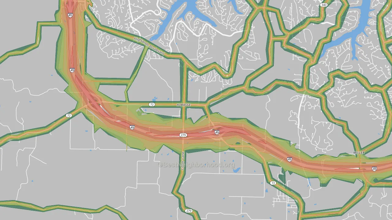 72739, AR Map of Noise Levels in 72739