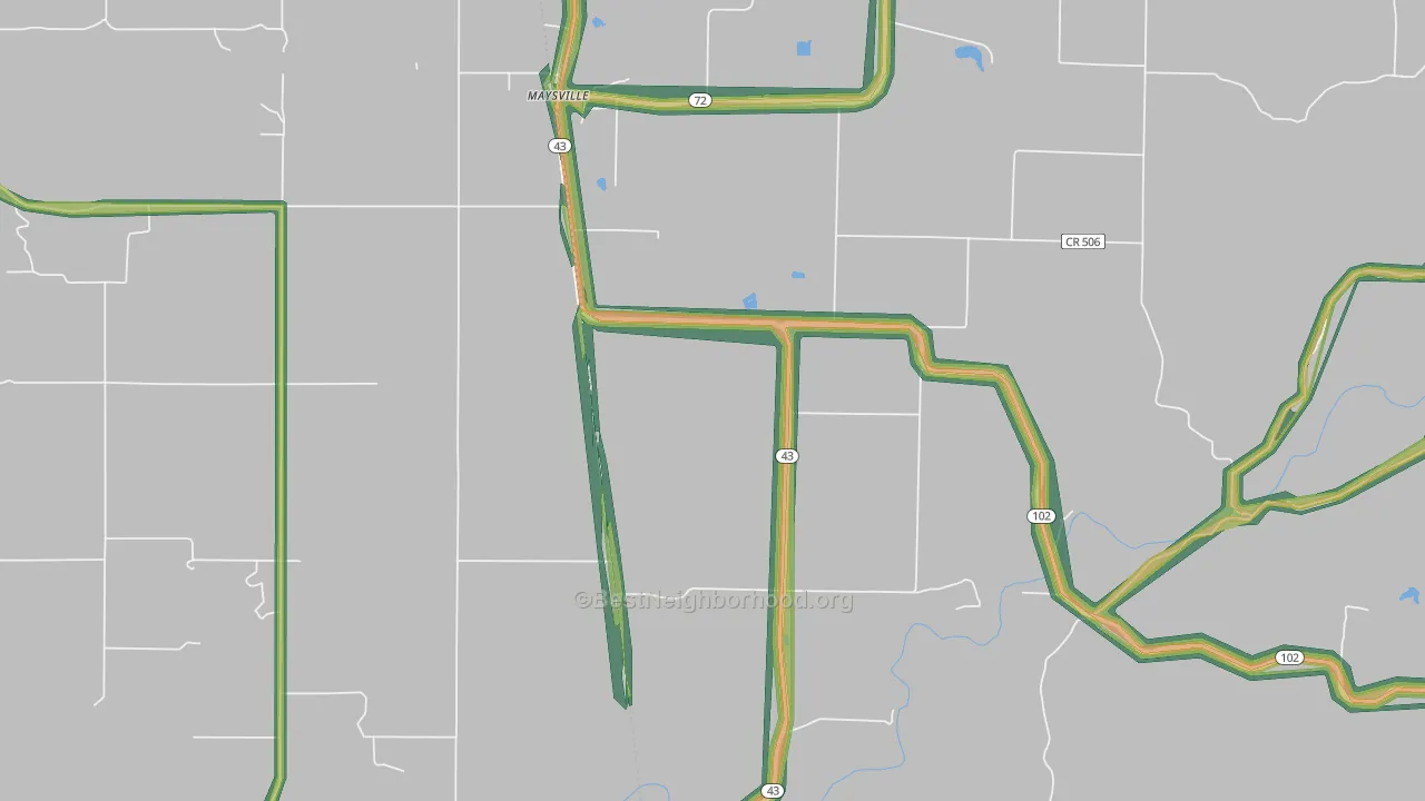 72747, AR Map of Noise Levels in 72747