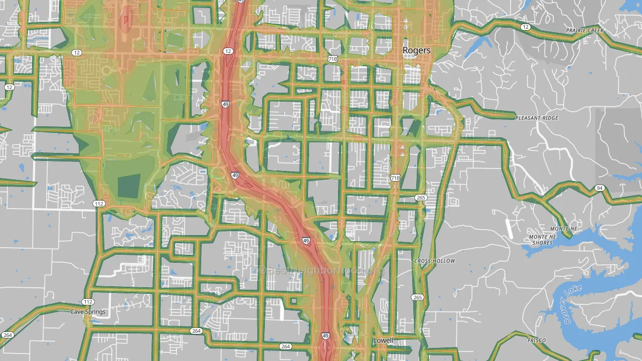 72758, AR Map of Noise Levels in 72758