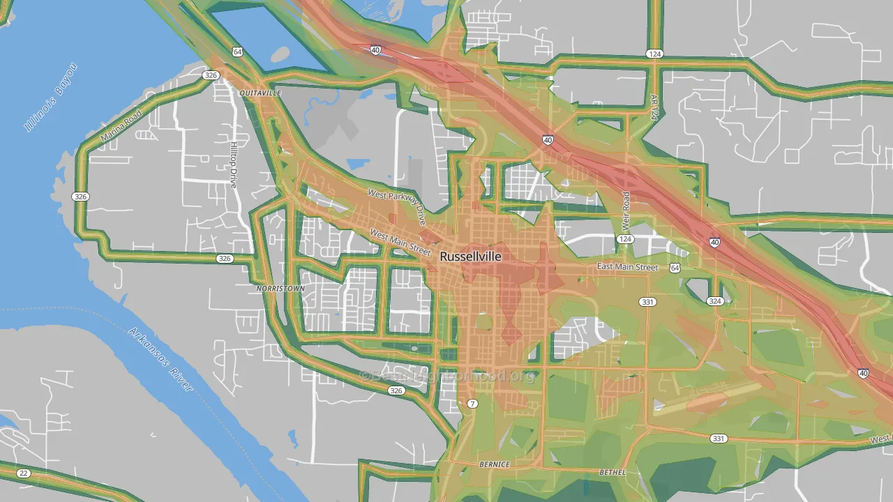 72801, AR Map of Noise Levels in 72801