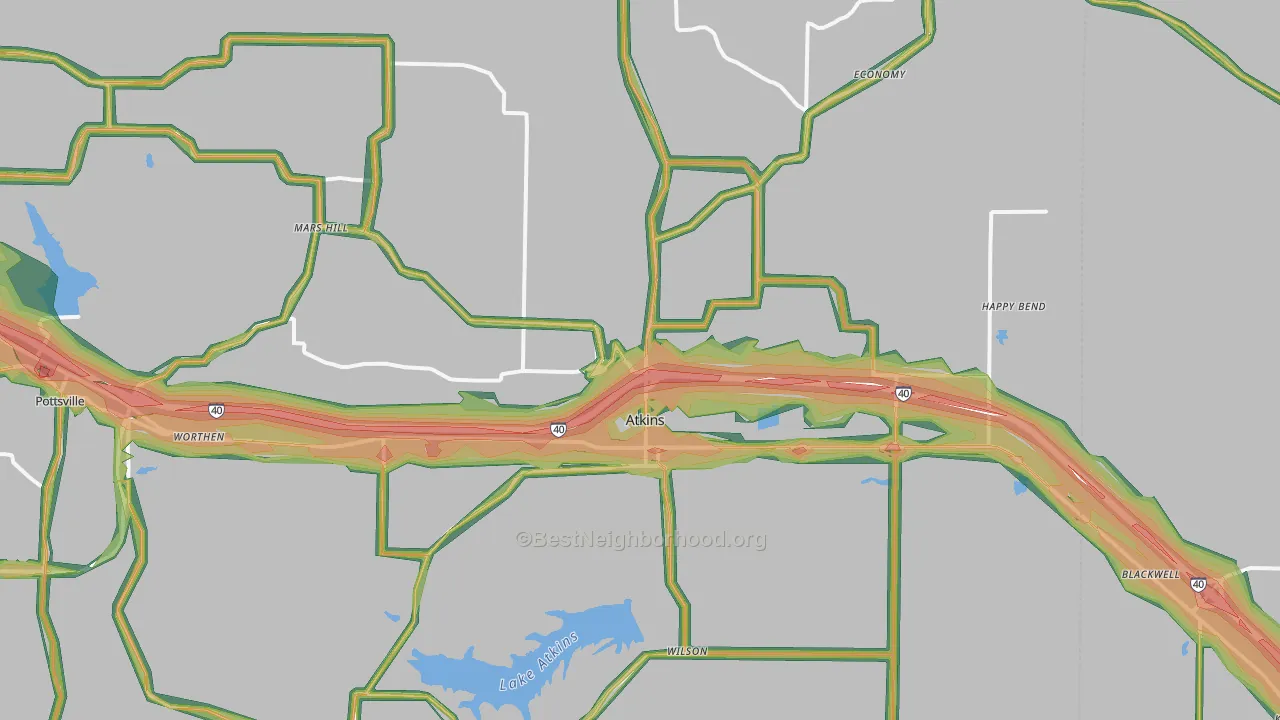 72823, AR Map of Noise Levels in 72823