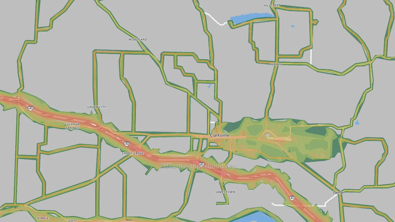 72830, AR Map of Noise Levels in 72830