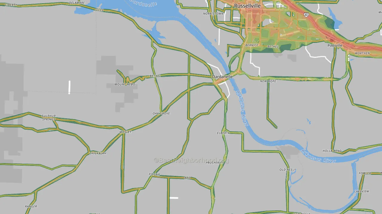 72834, AR Map of Noise Levels in 72834