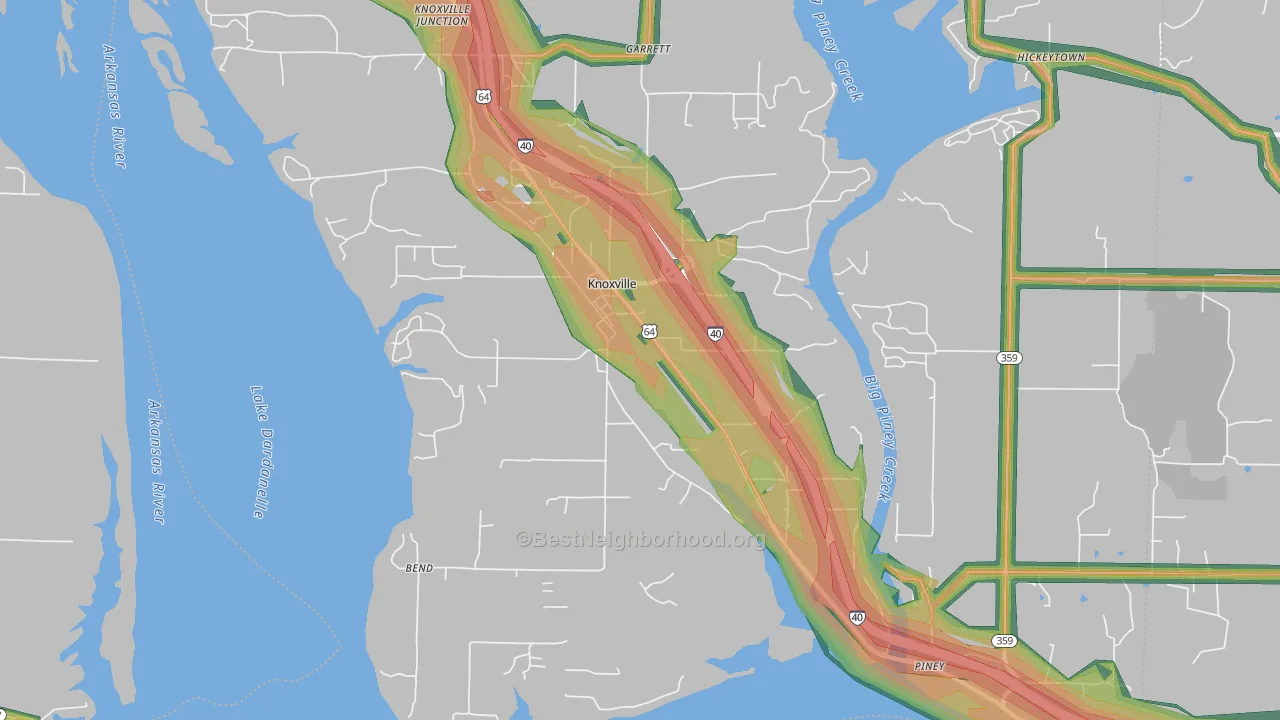 72845, AR Map of Noise Levels in 72845