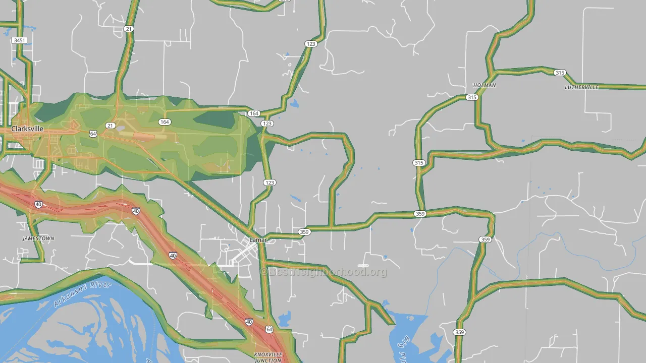 72846, AR Map of Noise Levels in 72846