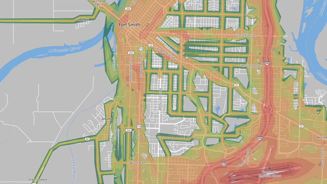 72901, AR Map of Noise Levels in 72901