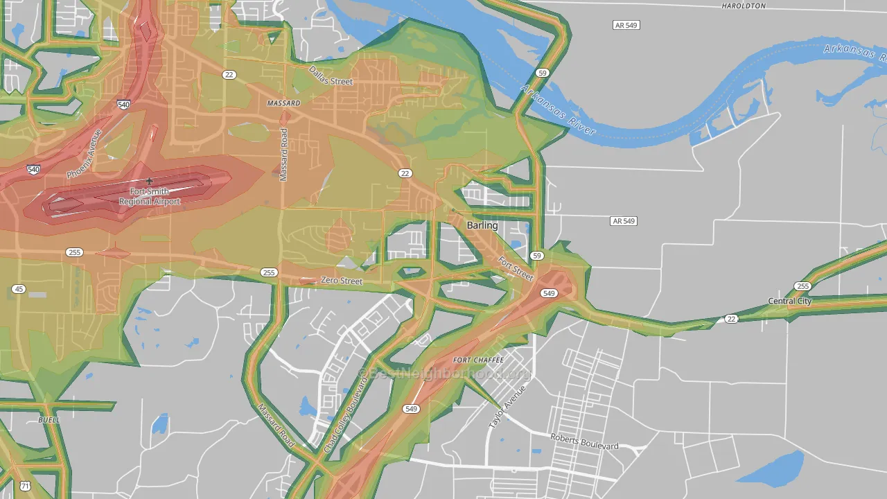 72923, AR Map of Noise Levels in 72923