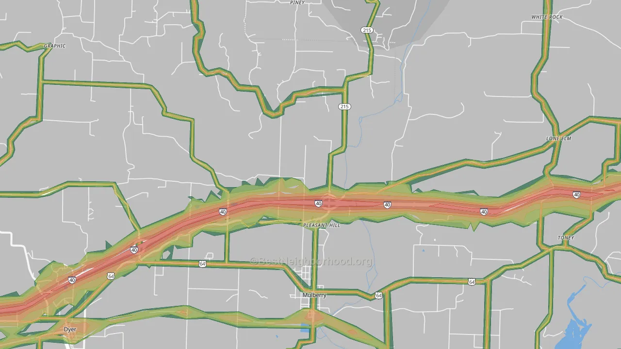 72947, AR Map of Noise Levels in 72947