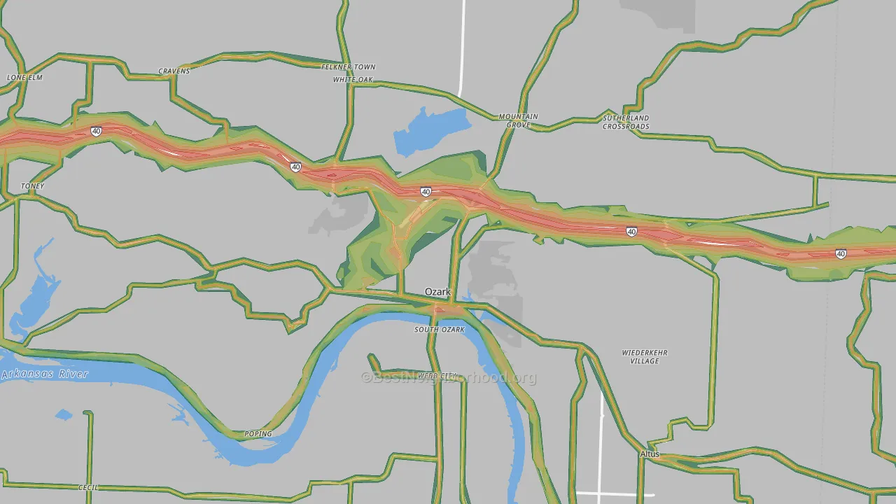 72949, AR Map of Noise Levels in 72949
